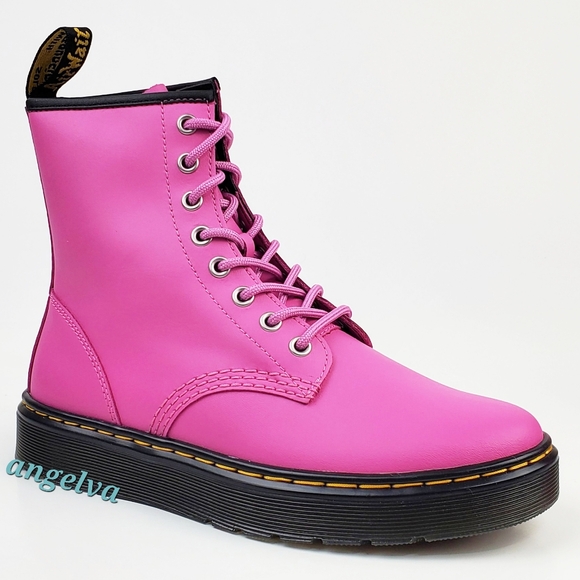 NWB Dr Martens Zavala combat boots thrift pink leather lace up preppy bohemian - Picture 5 of 15